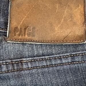 PAIGE Classic Blue Jeans with Brown Leather Patch